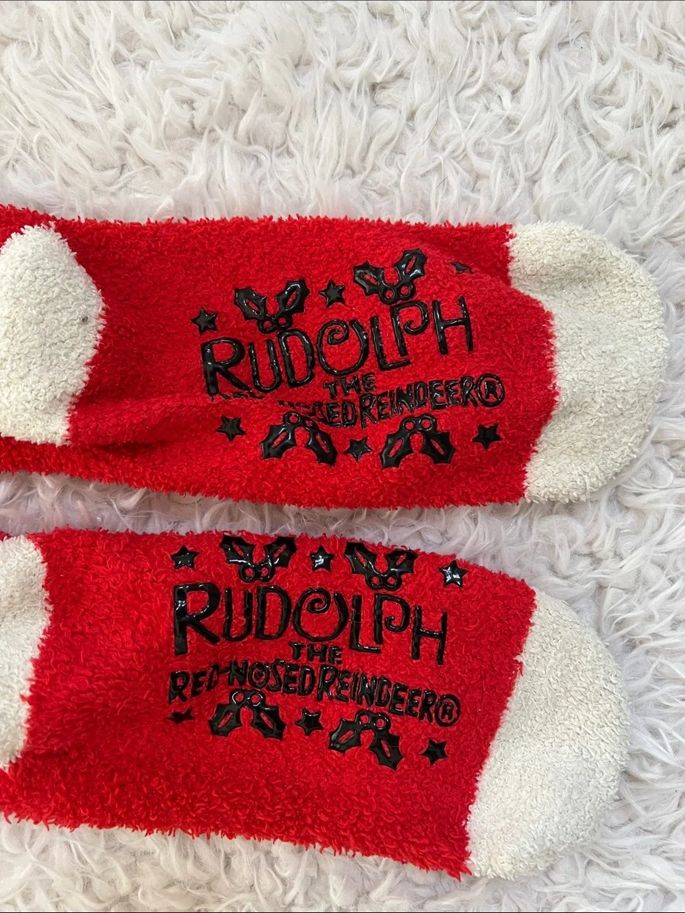 Rudolph the Reindeer Socks Fuzzy Clarice Christmas Holiday